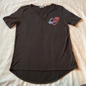 NWOT Black Malibu V-neck Short Sleeve Shirt